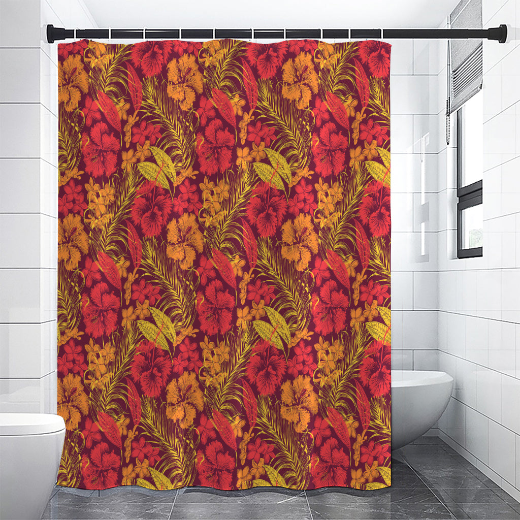Retro Hawaiian Tropical Floral Print Shower Curtain