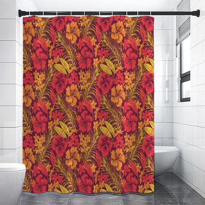Retro Hawaiian Tropical Floral Print Shower Curtain