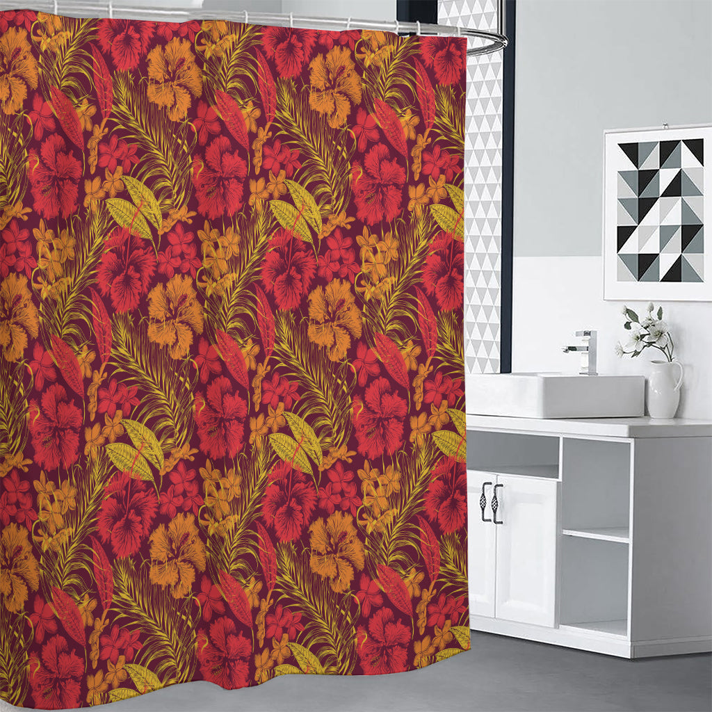 Retro Hawaiian Tropical Floral Print Shower Curtain