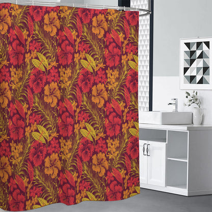 Retro Hawaiian Tropical Floral Print Shower Curtain
