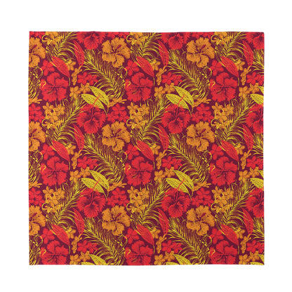 Retro Hawaiian Tropical Floral Print Silk Bandana