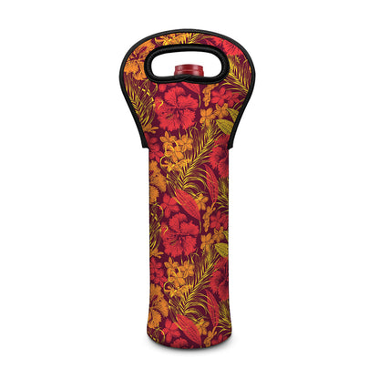 Retro Hawaiian Tropical Floral Print Single Neoprene Wine Tote
