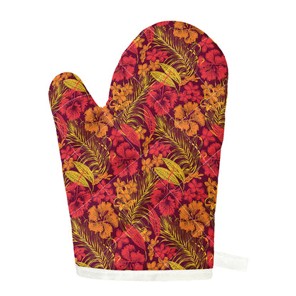 Retro Hawaiian Tropical Floral Print Single Oven Mitt