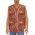 Retro Hawaiian Tropical Floral Print Sleeveless Baseball Jersey