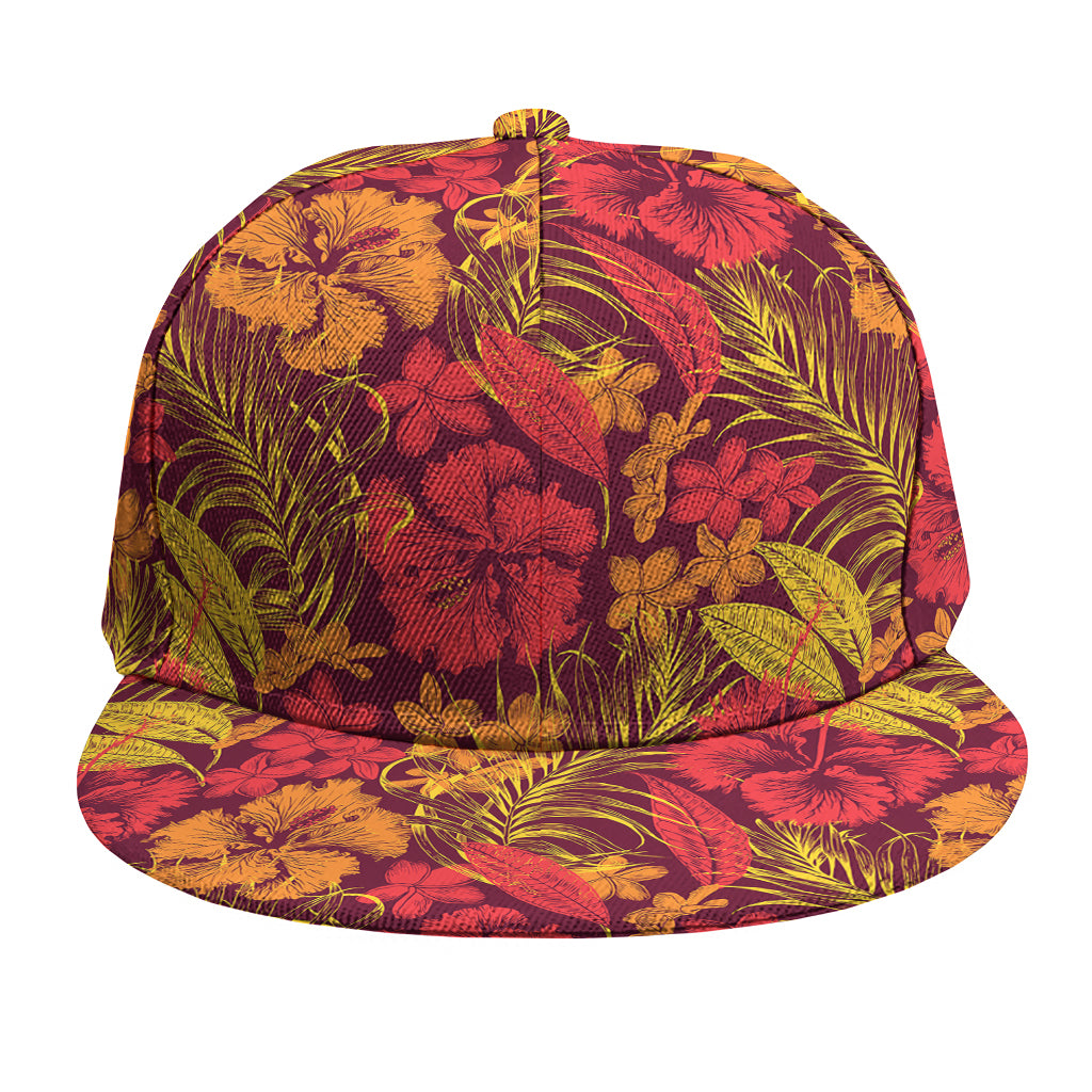 Retro Hawaiian Tropical Floral Print Snapback Cap