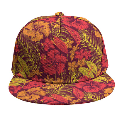 Retro Hawaiian Tropical Floral Print Snapback Cap