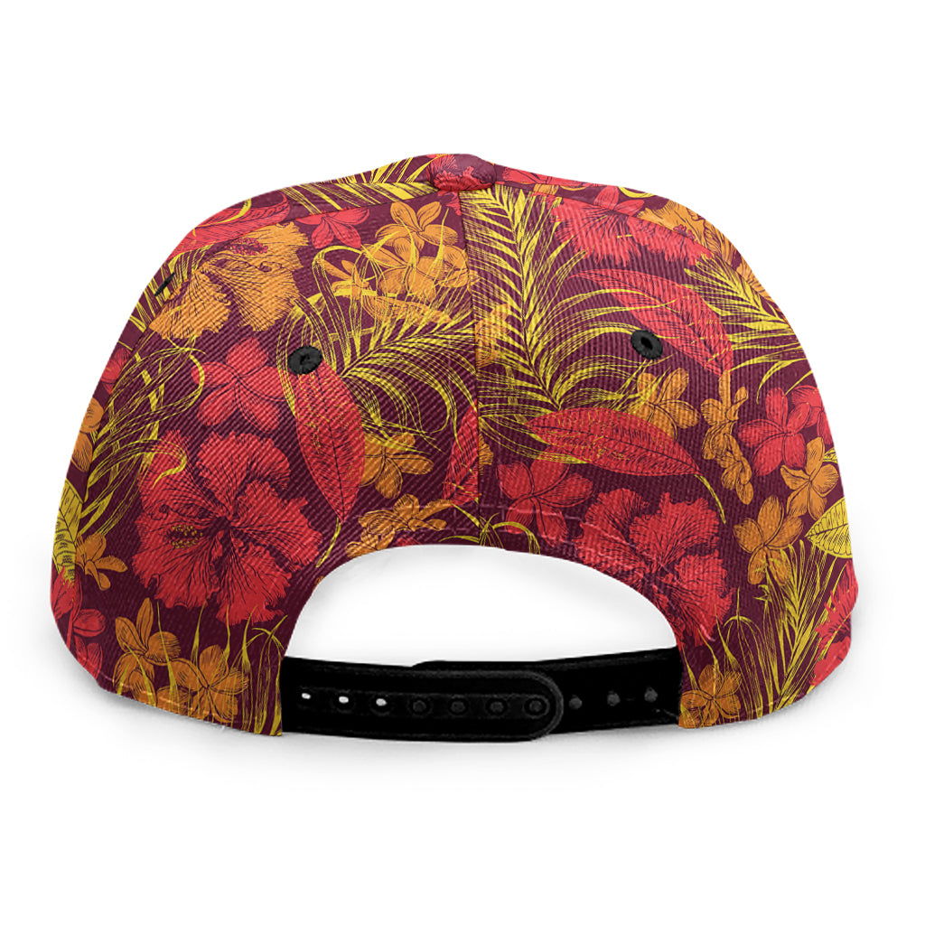 Retro Hawaiian Tropical Floral Print Snapback Cap