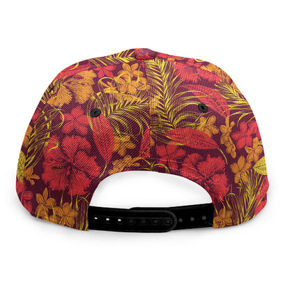 Retro Hawaiian Tropical Floral Print Snapback Cap
