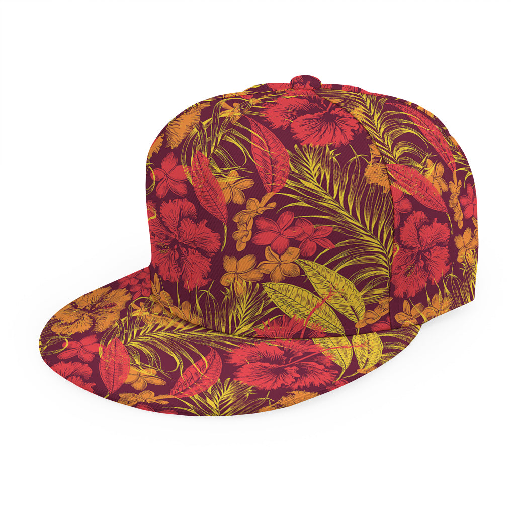 Retro Hawaiian Tropical Floral Print Snapback Cap