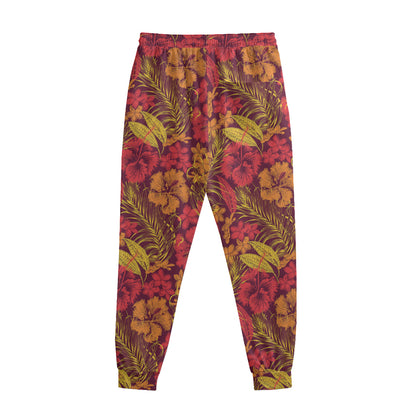 Retro Hawaiian Tropical Floral Print Sweatpants