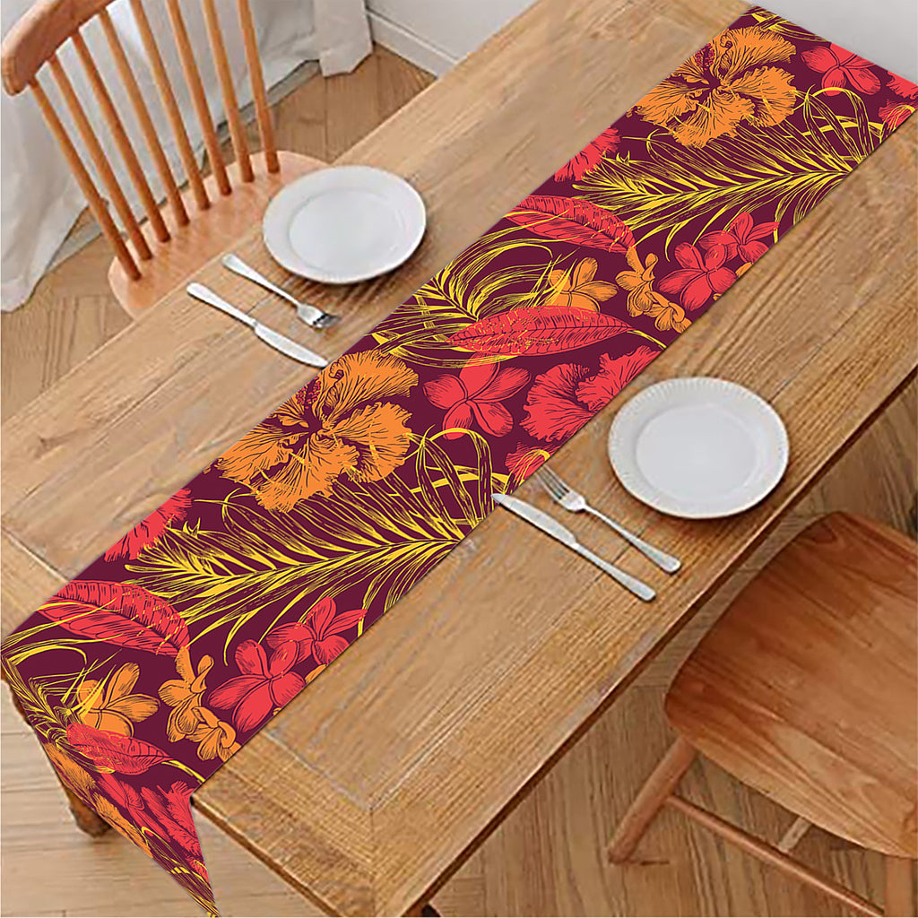 Retro Hawaiian Tropical Floral Print Table Runner