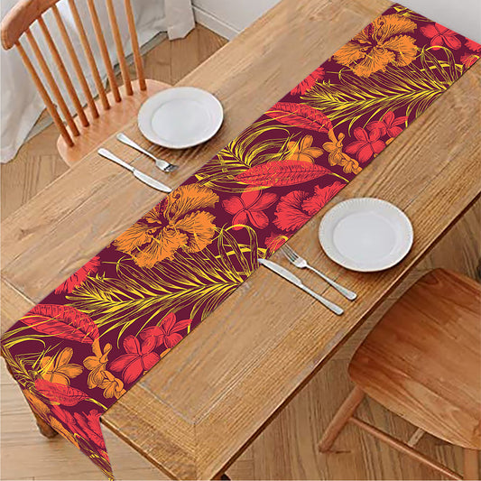 Retro Hawaiian Tropical Floral Print Table Runner