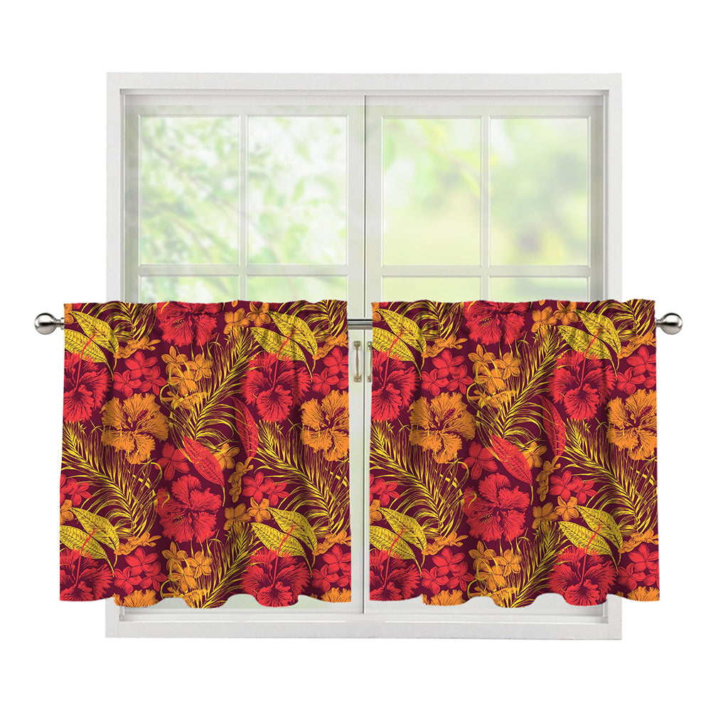 Retro Hawaiian Tropical Floral Print Tier Curtains