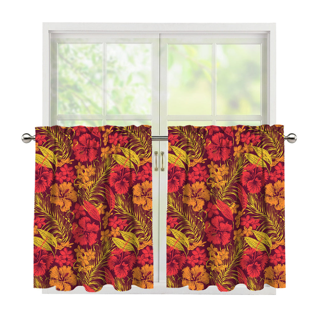 Retro Hawaiian Tropical Floral Print Tier Curtains