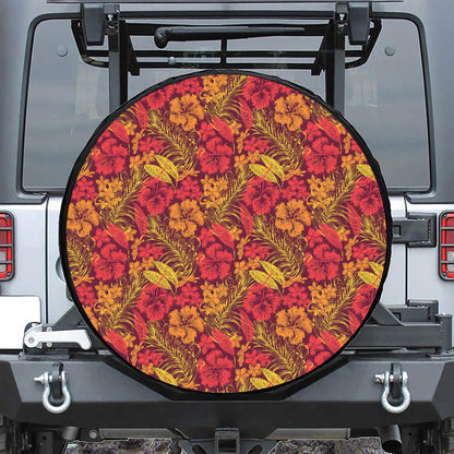 Retro Hawaiian Tropical Floral Print Tire Cover