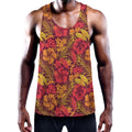 Retro Hawaiian Tropical Floral Print Men's Workout Tank Top