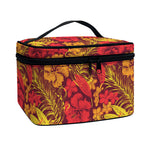 Retro Hawaiian Tropical Floral Print Travel Makeup Bag