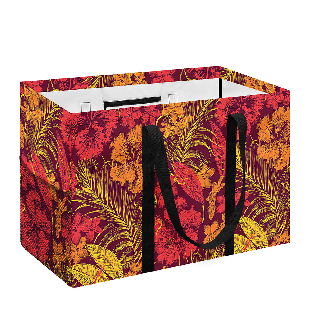 Retro Hawaiian Tropical Floral Print Utility Tote Bag