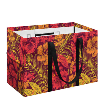 Retro Hawaiian Tropical Floral Print Utility Tote Bag