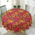 Retro Hawaiian Tropical Floral Print Waterproof Round Tablecloth