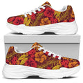 Retro Hawaiian Tropical Floral Print White Chunky Shoes