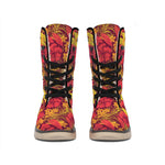 Retro Hawaiian Tropical Floral Print Winter Boots