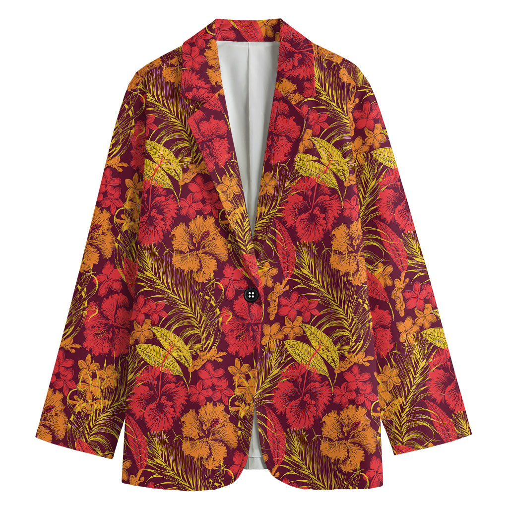 Retro Hawaiian Tropical Floral Print Women's Blazer