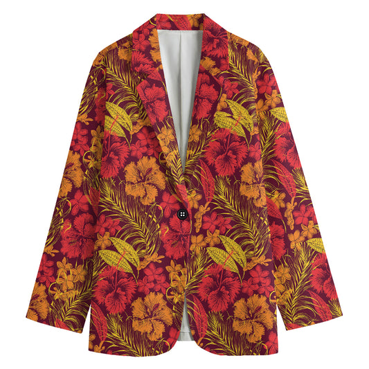 Retro Hawaiian Tropical Floral Print Women's Blazer