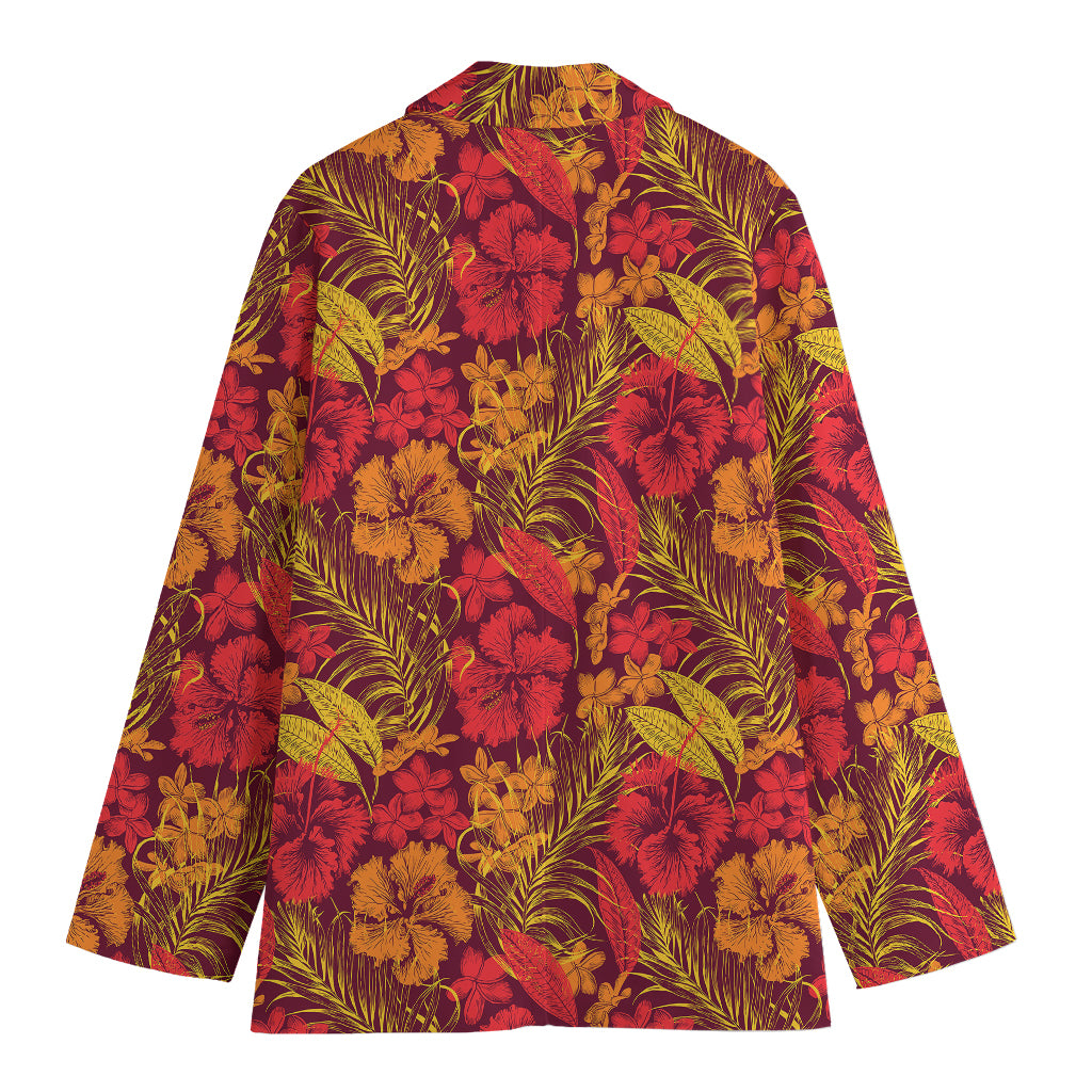 Retro Hawaiian Tropical Floral Print Women's Blazer
