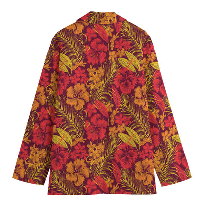 Retro Hawaiian Tropical Floral Print Women's Blazer