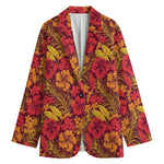 Retro Hawaiian Tropical Floral Print Women's Cotton Blazer