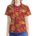Retro Hawaiian Tropical Floral Print Women's Polo Shirt