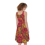 Retro Hawaiian Tropical Floral Print Women's Sleeveless Dress