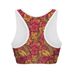Retro Hawaiian Tropical Floral Print Women's Sports Bra