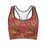 Retro Hawaiian Tropical Floral Print Women's Sports Bra