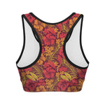 Retro Hawaiian Tropical Floral Print Women's Sports Bra