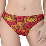 Retro Hawaiian Tropical Floral Print Women's Thong