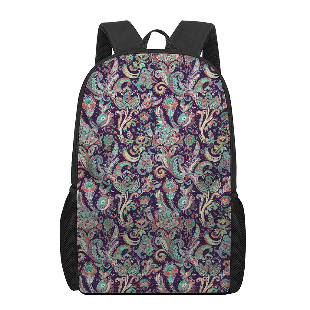 Retro Indian Paisley Pattern Print 17 Inch Backpack