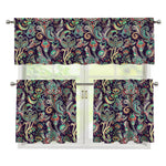 Retro Indian Paisley Pattern Print 3 Piece Kitchen Curtains