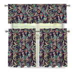 Retro Indian Paisley Pattern Print 3 Piece Kitchen Curtains