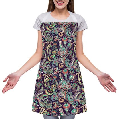 Retro Indian Paisley Pattern Print Adjustable Apron