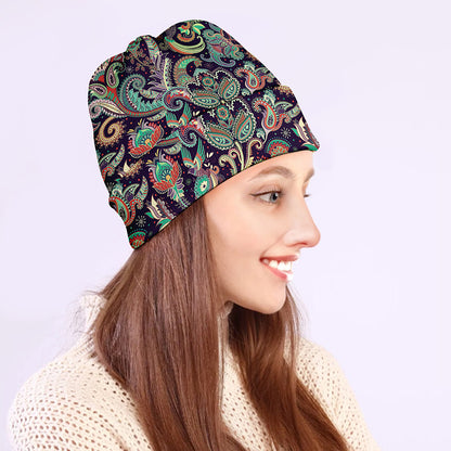 Retro Indian Paisley Pattern Print Beanie