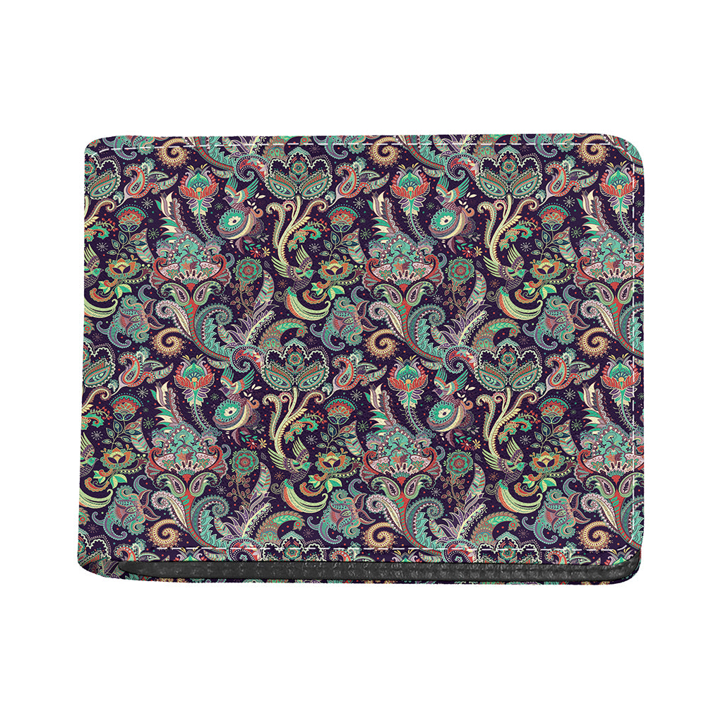 Retro Indian Paisley Pattern Print Bifold Wallet