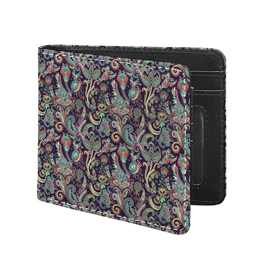 Retro Indian Paisley Pattern Print Bifold Wallet