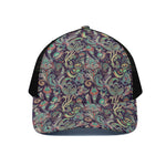 Retro Indian Paisley Pattern Print Black Mesh Trucker Cap