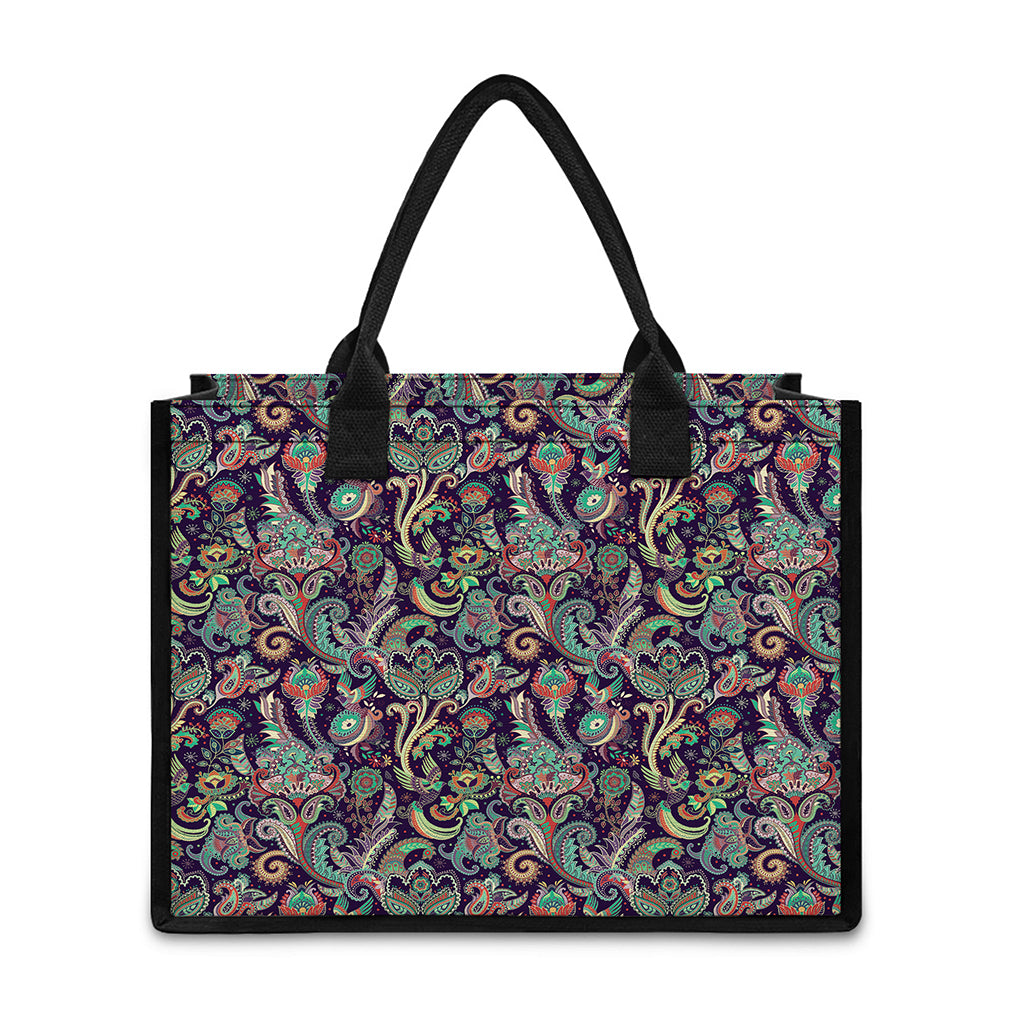 Retro Indian Paisley Pattern Print Canvas Tote Bag