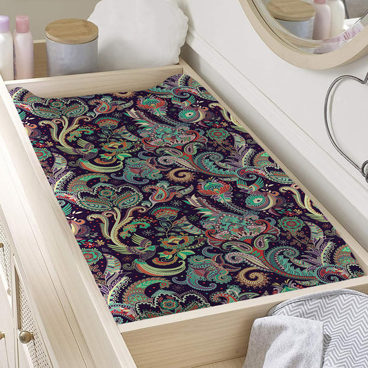 Retro Indian Paisley Pattern Print Changing Pad Cover