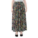 Retro Indian Paisley Pattern Print Chiffon Maxi Skirt