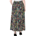 Retro Indian Paisley Pattern Print Chiffon Maxi Skirt