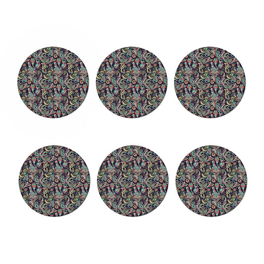 Retro Indian Paisley Pattern Print Coaster Set